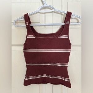 Babaton Striped Square-neck Sculpt Knit Tank Top